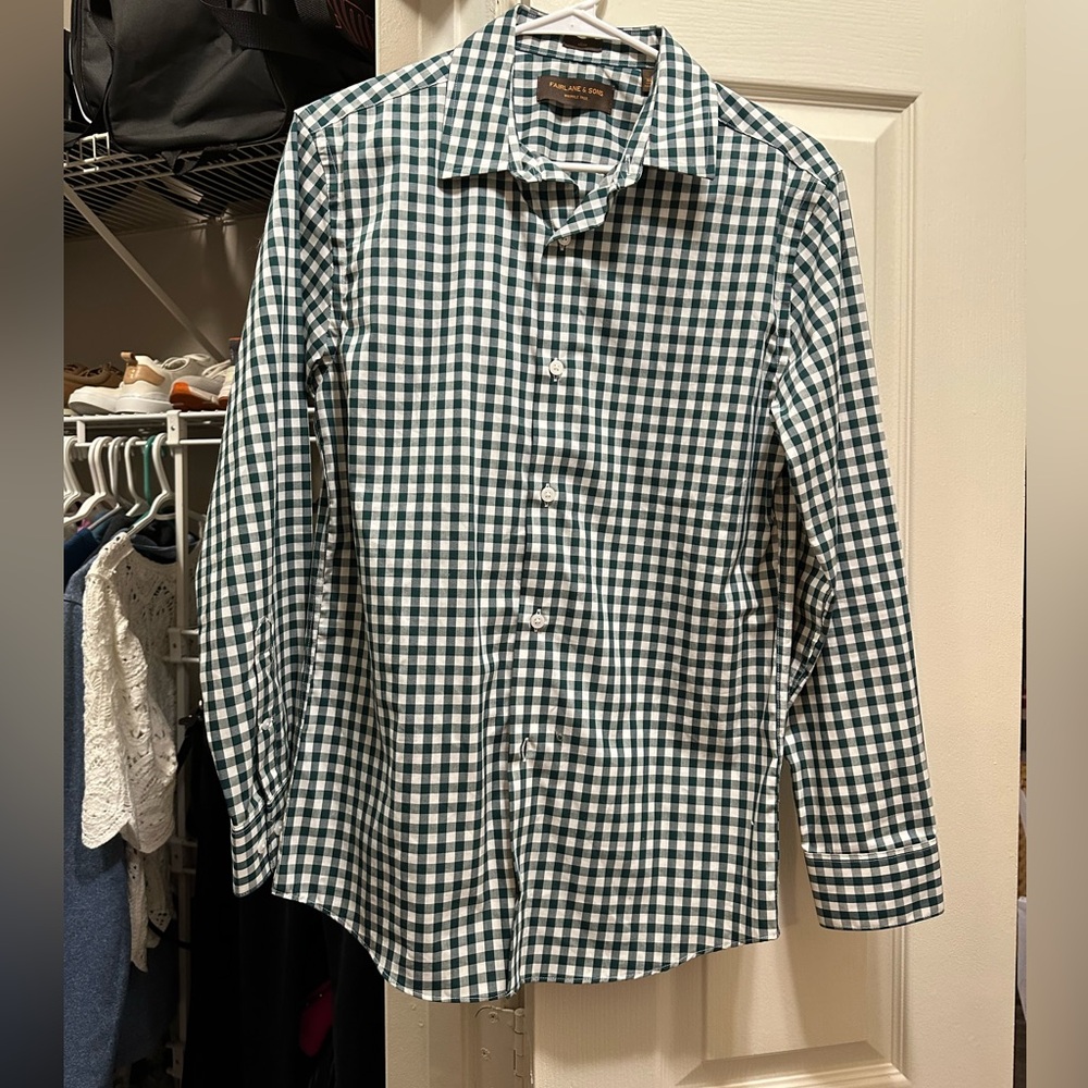 Men’s Button Plaid Dress Shirt